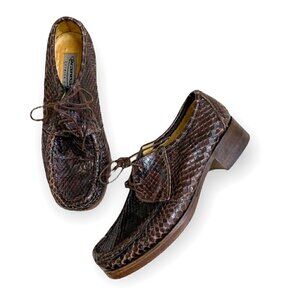 Vintage Patrick Cox Wannabe lace up shoes, Brown snake, size 38.5‎ EU
